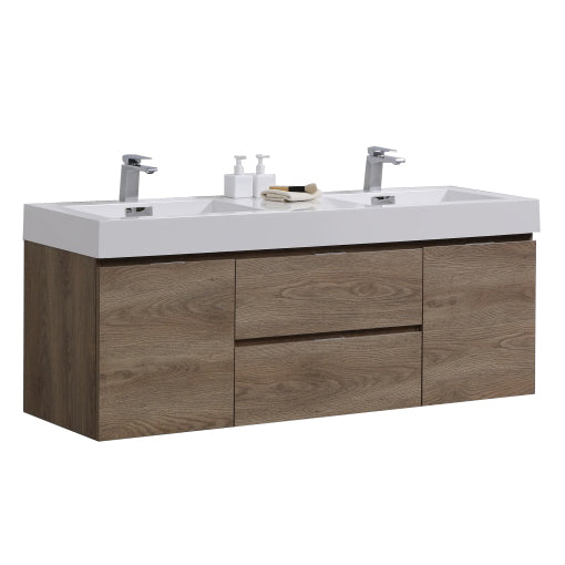 KubeBath Bliss 60" Wall Mount Modern Bathroom Vanity