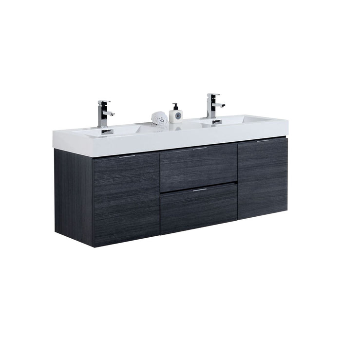 KubeBath Bliss 60" Wall Mount Modern Bathroom Vanity