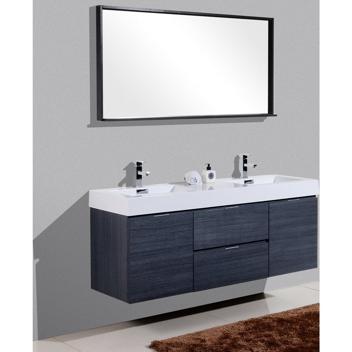 KubeBath Bliss 60" Wall Mount Modern Bathroom Vanity