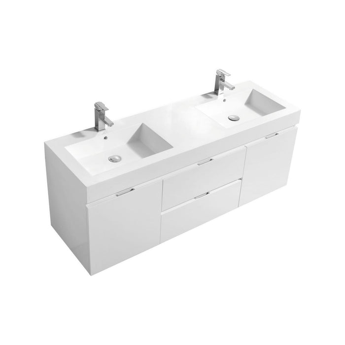 KubeBath Bliss 60" Wall Mount Modern Bathroom Vanity