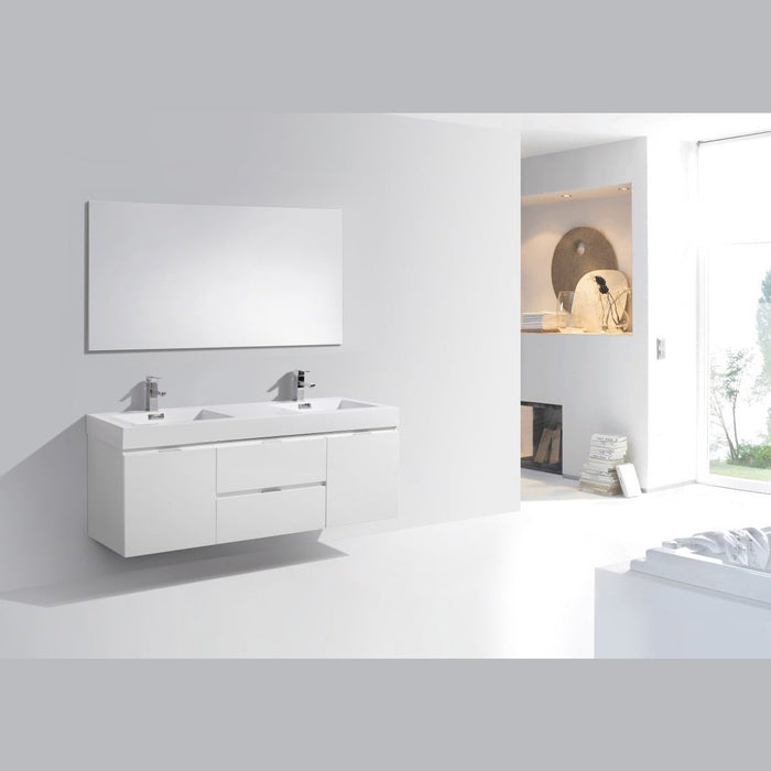 KubeBath Bliss 60" Wall Mount Modern Bathroom Vanity