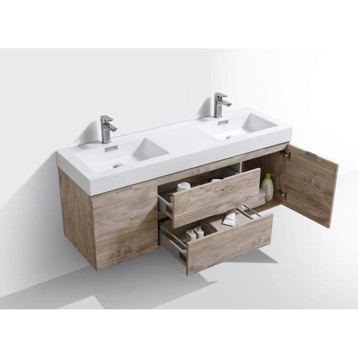 KubeBath Bliss 60" Wall Mount Modern Bathroom Vanity