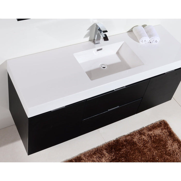 KubeBath Bliss 60" Wall Mount Modern Bathroom Vanity