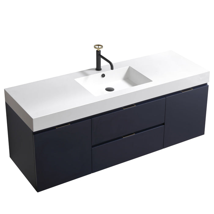 KubeBath Bliss 60" Wall Mount Modern Bathroom Vanity