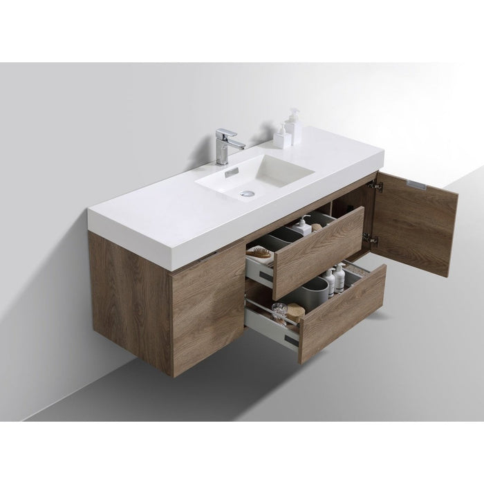 KubeBath Bliss 60" Wall Mount Modern Bathroom Vanity