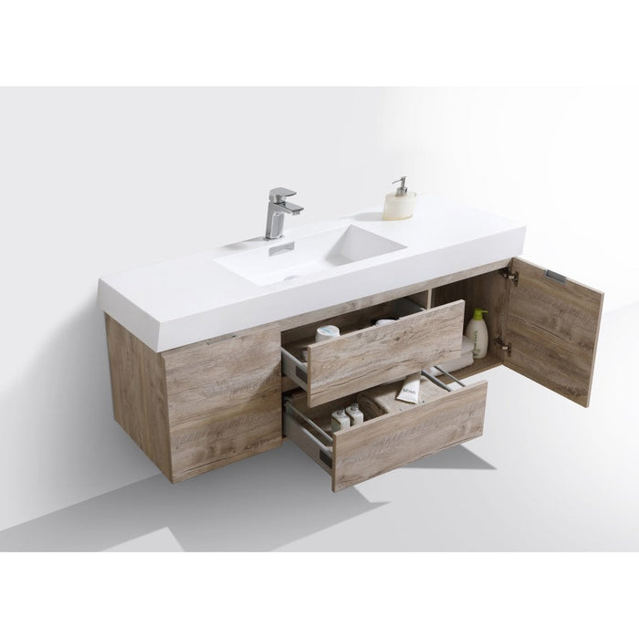 KubeBath Bliss 60" Wall Mount Modern Bathroom Vanity