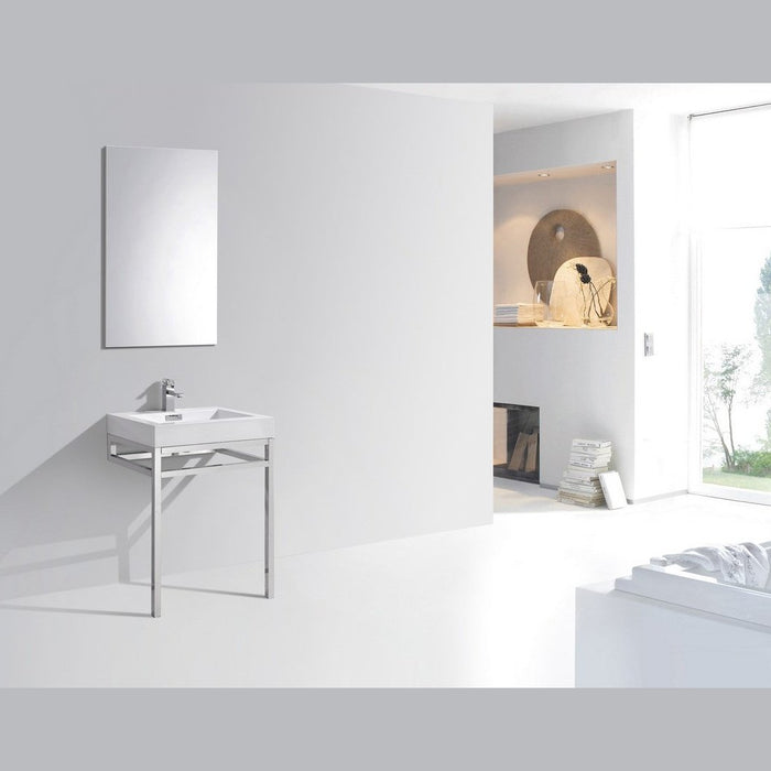 KubeBath Haus Stainless Steel Console with White Acrylic Sink