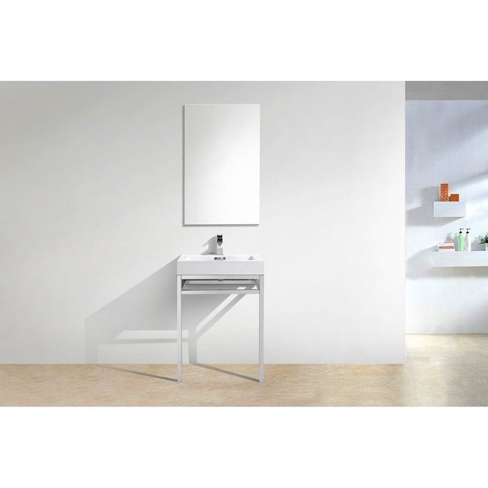 KubeBath Haus Stainless Steel Console with White Acrylic Sink