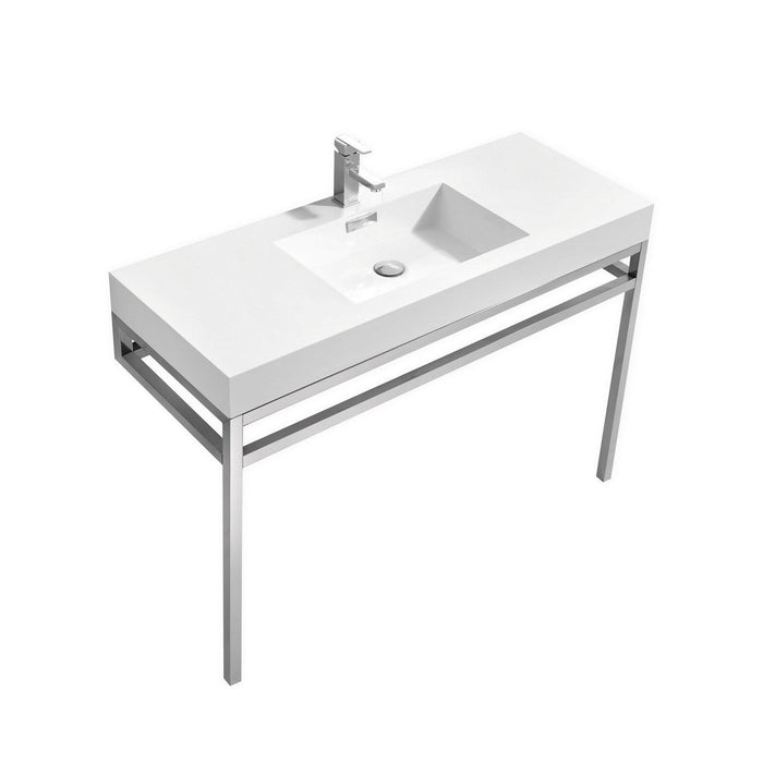 KubeBath Haus Stainless Steel Console with White Acrylic Sink