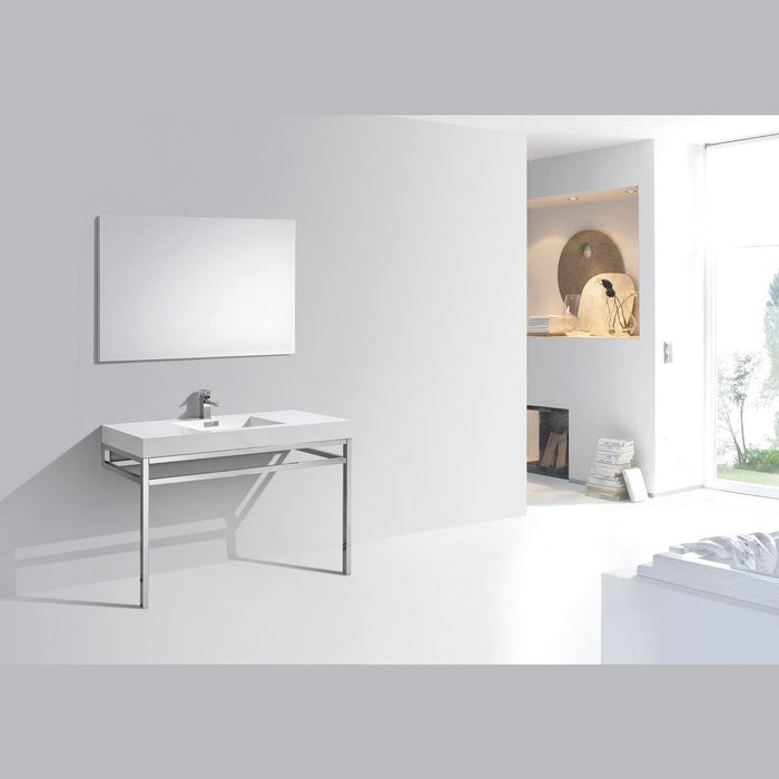 KubeBath Haus Stainless Steel Console with White Acrylic Sink