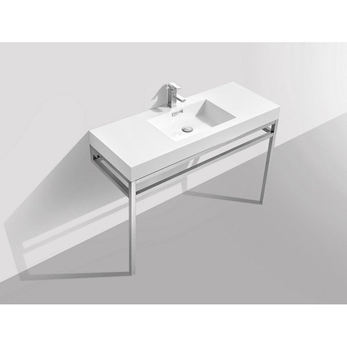 KubeBath Haus Stainless Steel Console with White Acrylic Sink