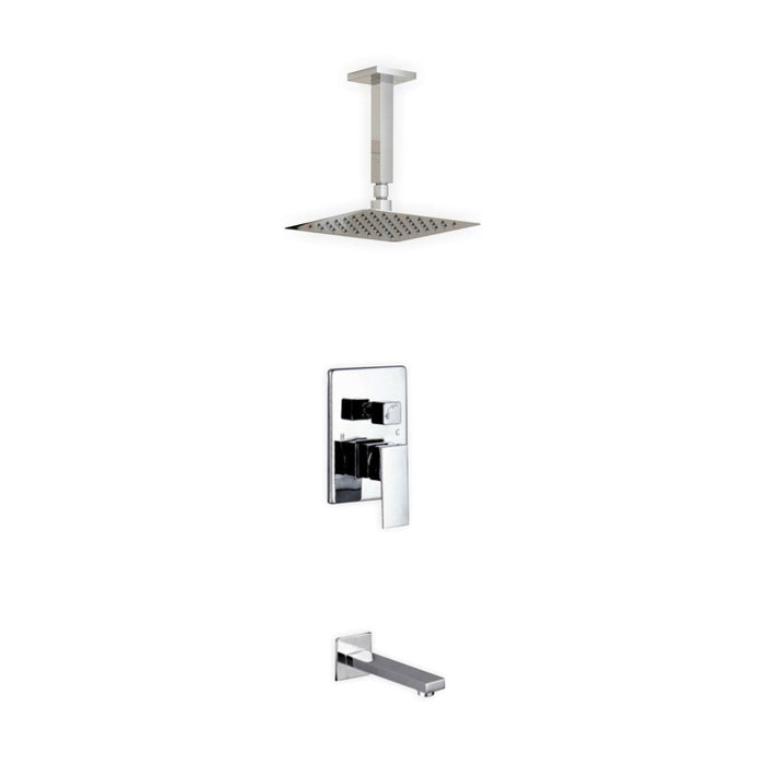 KubeBath Aqua Piazza Shower Set with Ceiling Mount Square Rain Shower and Tub Filler