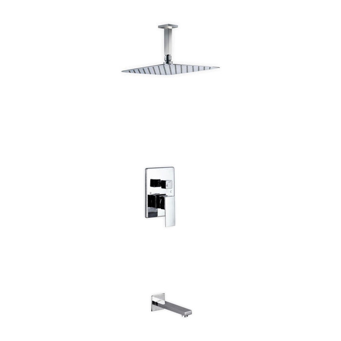 KubeBath Aqua Piazza Shower Set with Ceiling Mount Square Rain Shower and Tub Filler