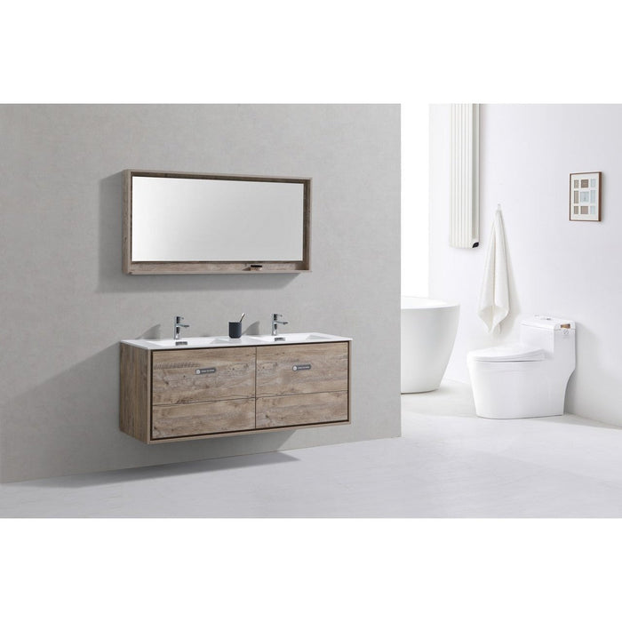 KubeBath DeLusso 60" Double Sink Wall Mount Modern Bathroom Vanity