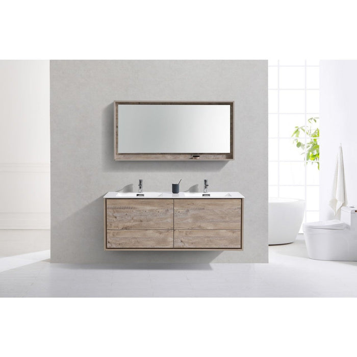 KubeBath DeLusso 60" Double Sink Wall Mount Modern Bathroom Vanity