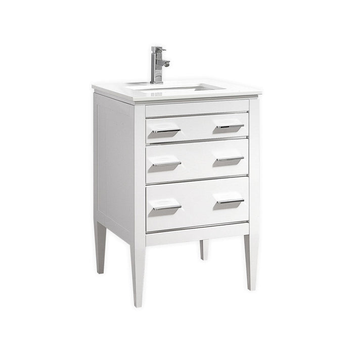 KubeBath Eiffel Gloss White Vanity with Quartz Counter Top