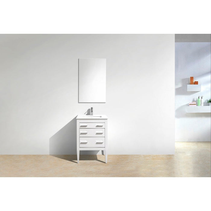 KubeBath Eiffel Gloss White Vanity with Quartz Counter Top