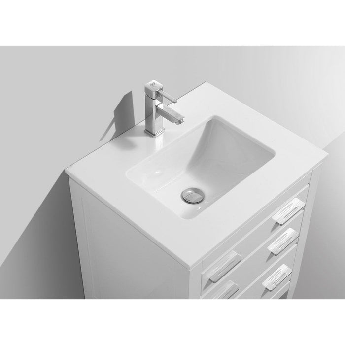 KubeBath Eiffel Gloss White Vanity with Quartz Counter Top