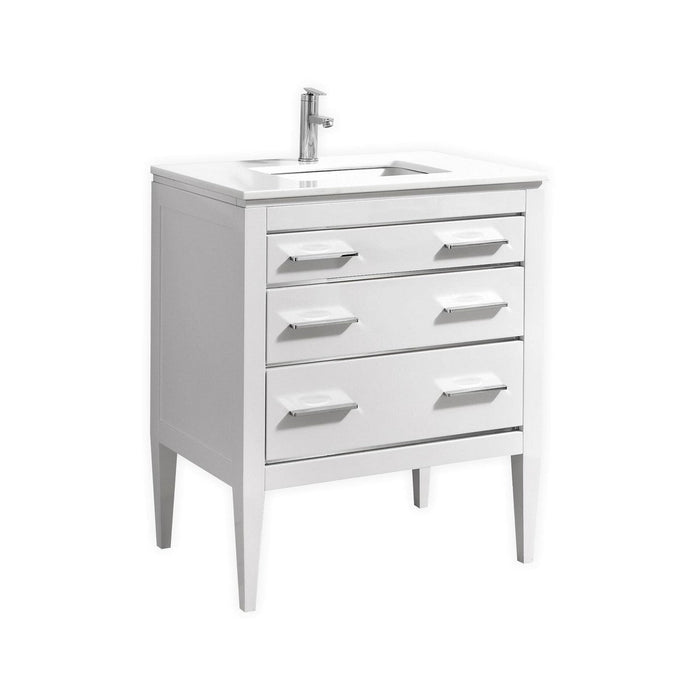 KubeBath Eiffel Gloss White Vanity with Quartz Counter Top