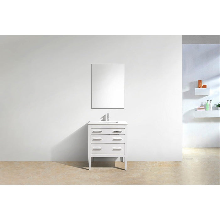 KubeBath Eiffel Gloss White Vanity with Quartz Counter Top