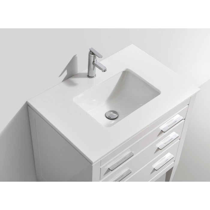 KubeBath Eiffel Gloss White Vanity with Quartz Counter Top