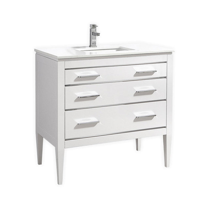 KubeBath Eiffel Gloss White Vanity with Quartz Counter Top