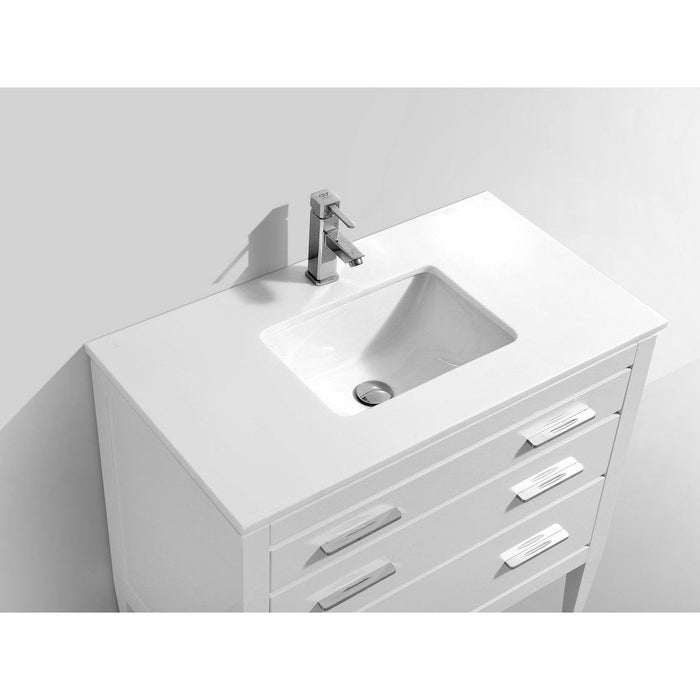 KubeBath Eiffel Gloss White Vanity with Quartz Counter Top