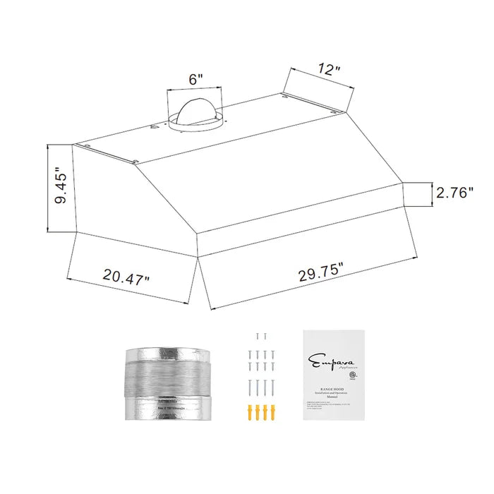 Empava 30" 400 CFM Convertible Under Cabinet Range Hood, EMPV-30RH07