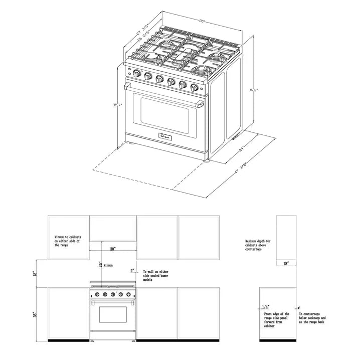 Empava 30" Freestanding Single Oven Natural Gas Range with 5 Burners- 4.5 cu.ft, EMPV-30GR10