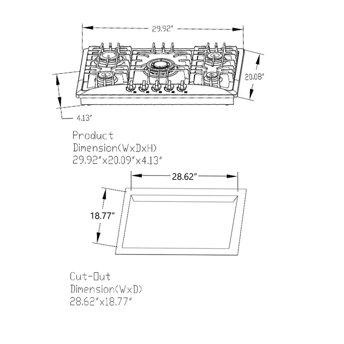 Empava Appliance Package-Empava 24" Natural Gas Oven, Empava 30" Cooktop, Empava 30" Under Cabinet Range Hood, AP-EMPV-24WO09-2