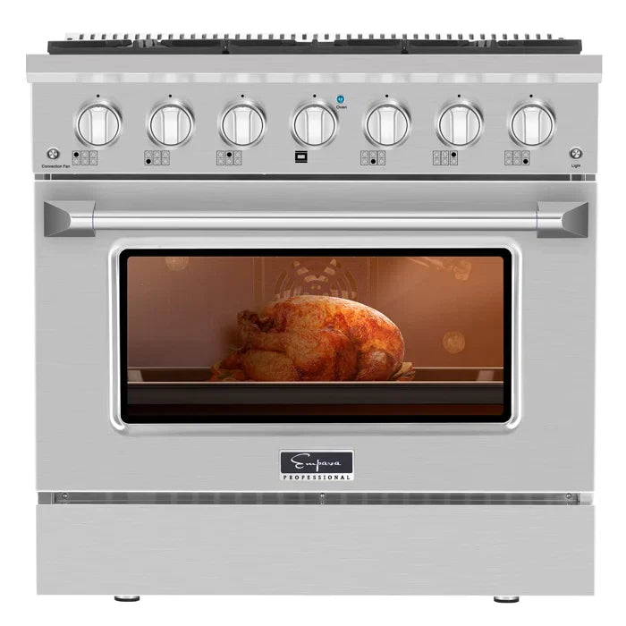 Empava 36" Slide-In Single Oven Natural Gas Range with 6 Burners - 5.2 cu.ft, EMPV-36GR08