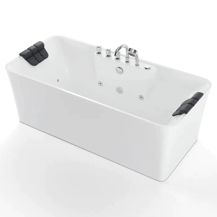 Empava 59" Freestanding Whirlpool Bathtub with Faucet, EMPV-59AIS15