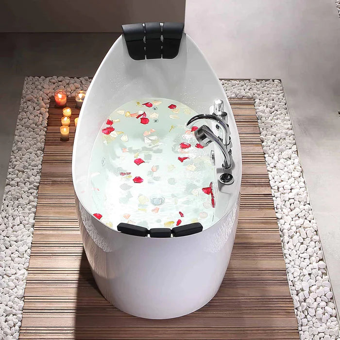 Empava 59" Freestanding Hourglass Whirlpool Bathtub with Faucet, EMPV-59AIS11