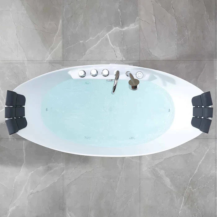 Empava 59" Freestanding Hourglass Whirlpool Bathtub with Faucet, EMPV-59AIS11