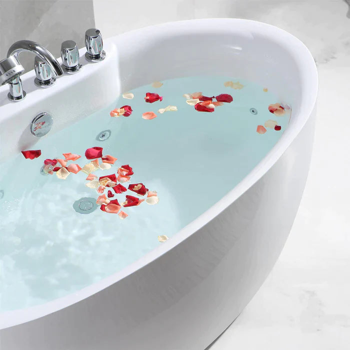 Empava 59" Freestanding Oval Whirlpool Bathtub with Faucet, EMPV-59AIS12