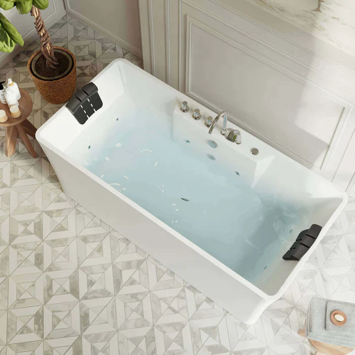 Empava 59" Freestanding Whirlpool Bathtub with Faucet, EMPV-59AIS15