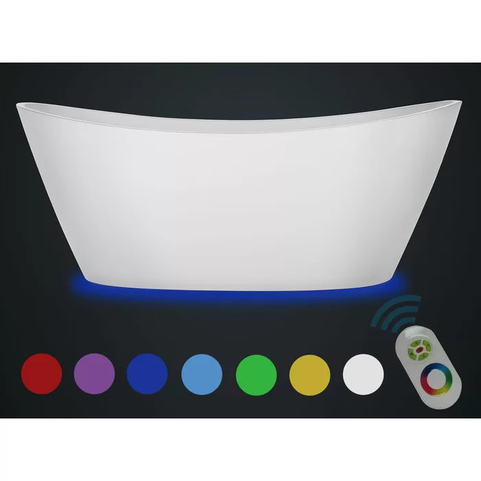 Empava 67" Freestanding Soaking Bathtub with LED Lights, EMPV-67FT1518LED