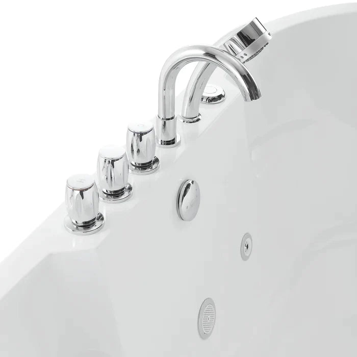 Empava 67" Freestanding Oval Whirlpool Bathtub with Faucet, EMPV-67AIS17