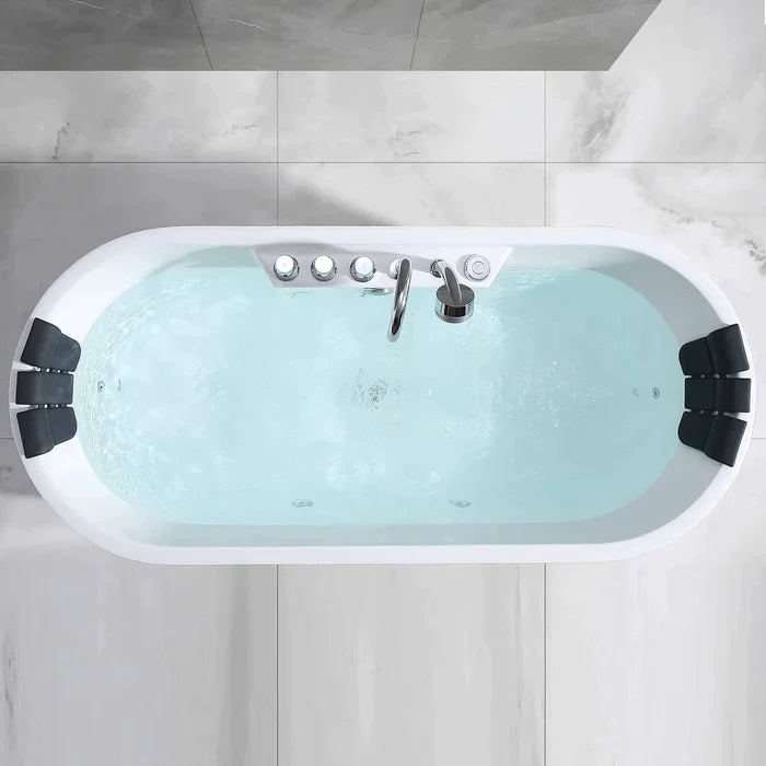 Empava 67" Freestanding Whirlpool Bathtub with Faucet, EMPV-67AIS01