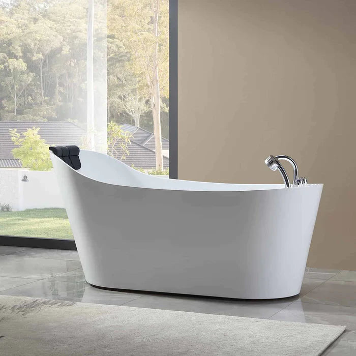 Empava 67" Freestanding Oval Whirlpool Bathtub with Faucet, EMPV-67AIS09