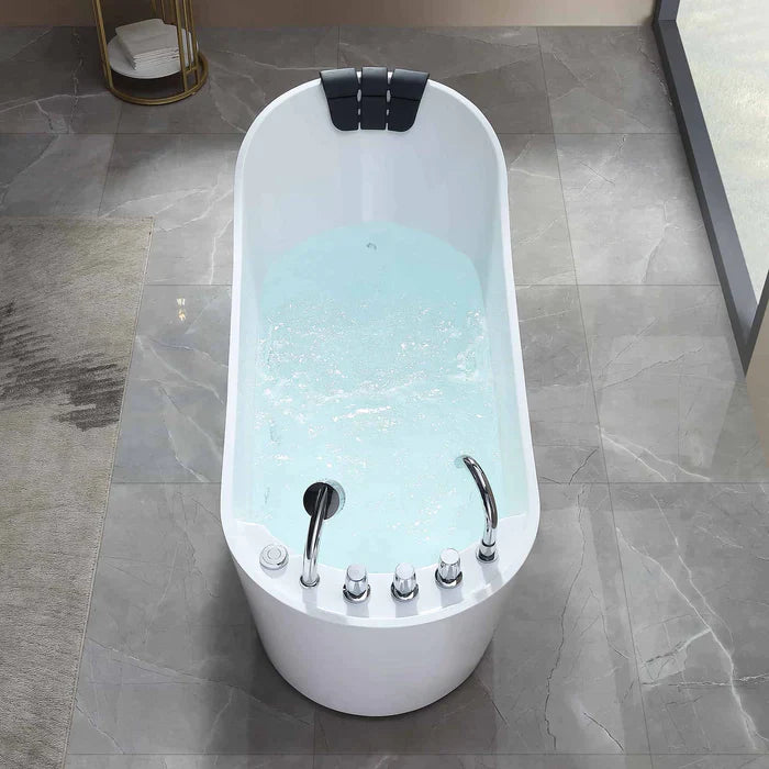 Empava 67" Freestanding Oval Whirlpool Bathtub with Faucet, EMPV-67AIS09