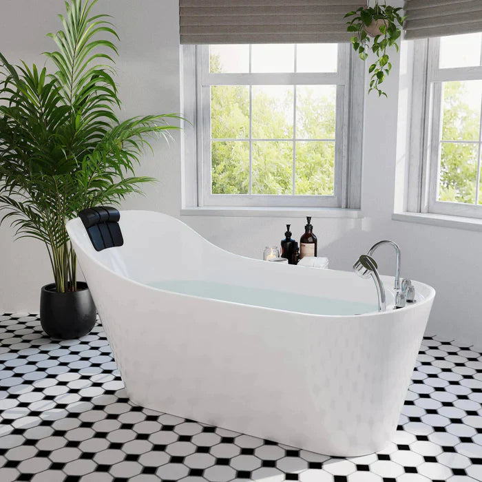 Empava 67" Freestanding Oval Whirlpool Bathtub with Faucet, EMPV-67AIS09