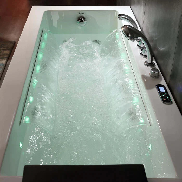 Empava 67" Modern Alcove Combination Massage Thermostatic LED Bathtub with Left Drain, EMPV-67JT351LED