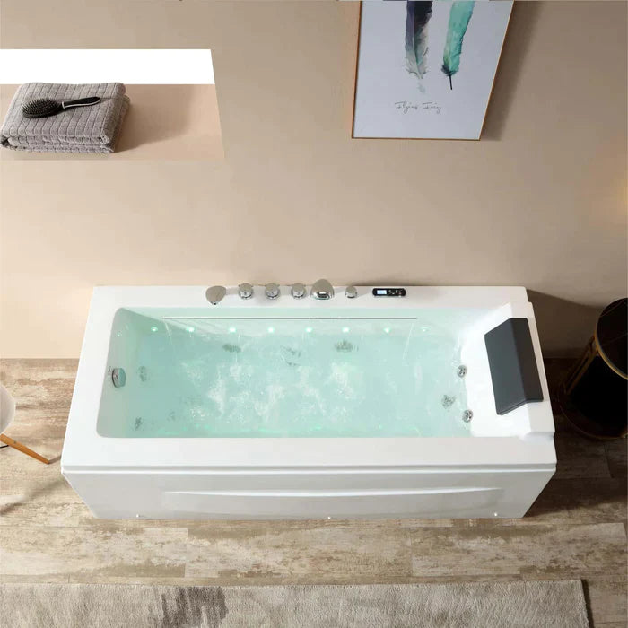 Empava 67" Modern Alcove Combination Massage Thermostatic LED Bathtub with Left Drain, EMPV-67JT351LED