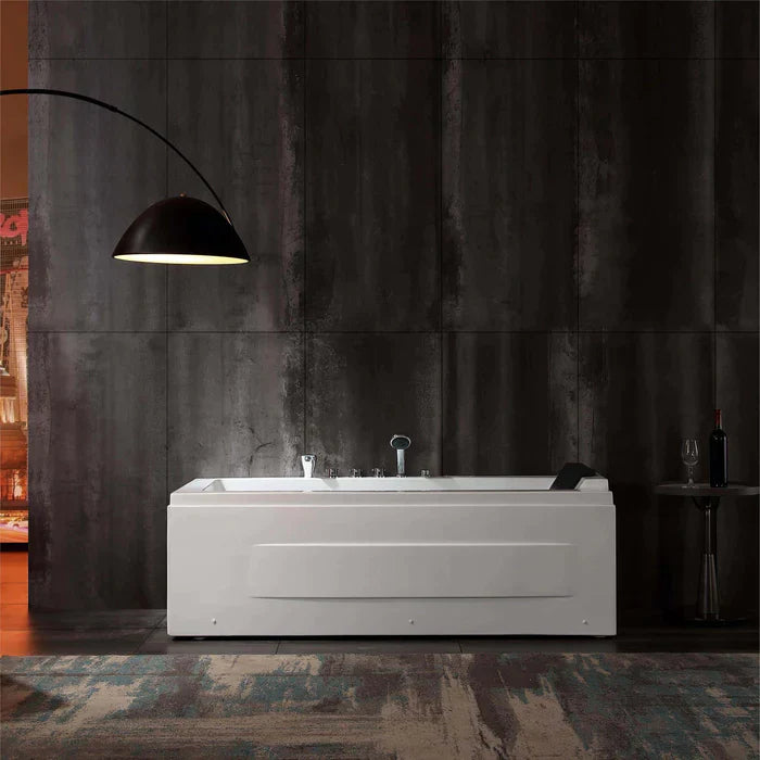 Empava 67" Modern Alcove Combination Massage Thermostatic LED Bathtub with Left Drain, EMPV-67JT351LED