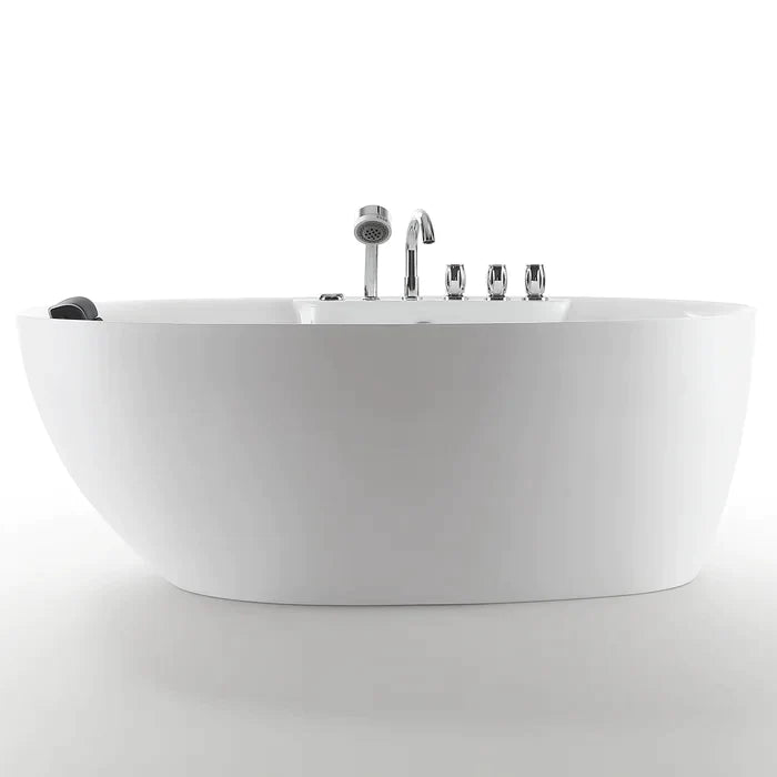 Empava 71" Freestanding Oval Whirlpool Bathtub with Faucet, EMPV-71AIS14