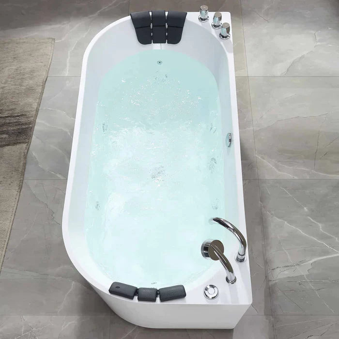 Empava 71" Freestanding Oval Whirlpool Bathtub with Faucet, EMPV-71AIS08