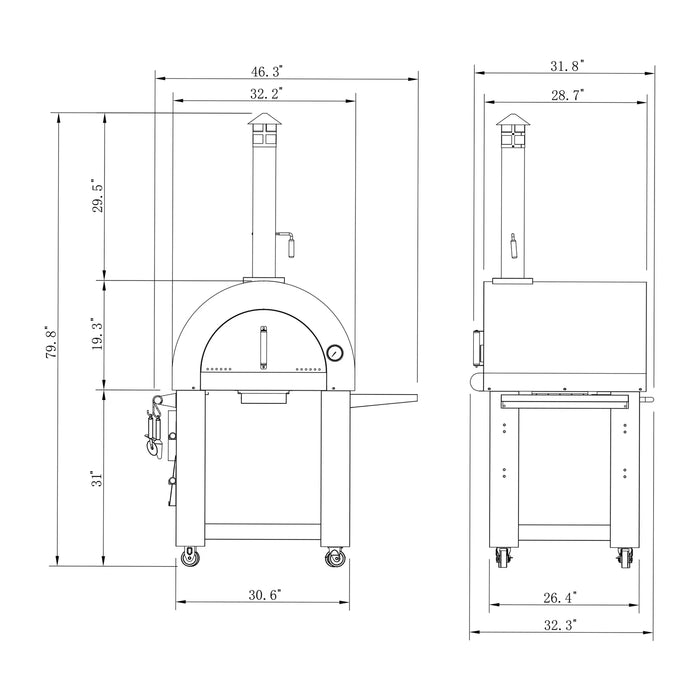 Empava Outdoor Wood Fired Pizza Oven with Side Table, EMPV-PG05