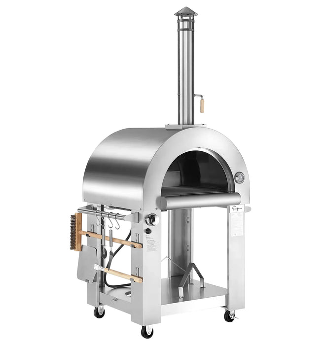 Empava Outdoor Wood Fired and Gas Pizza Oven in Stainless Steel, EMPV-PG03