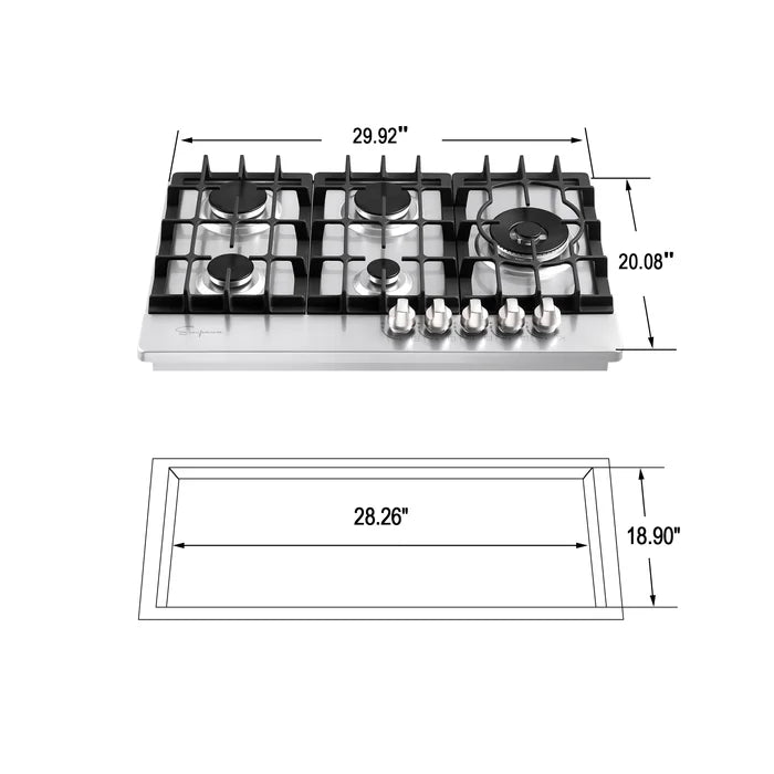 Empava 30" Stainless Steel Built-In Cooktop with 5 Gas Burners, EMPV-30GC38